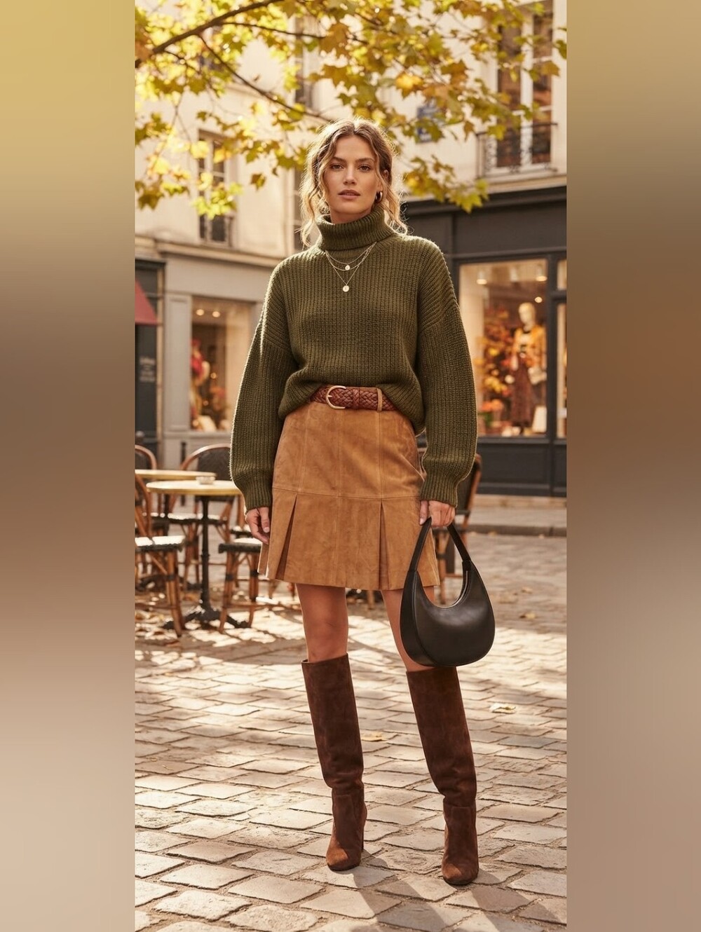 Loft Camel Tan Suede Skirt 10p